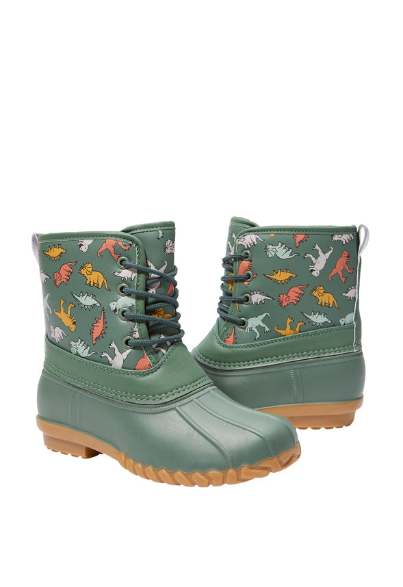 Dino Lace Up Duck Boot Green