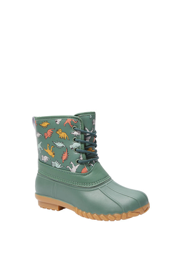 Dino Lace Up Duck Boot Green