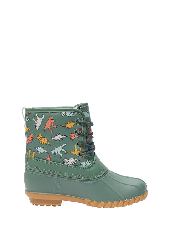 Dino Lace Up Duck Boot Green