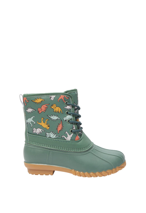 Dino Lace Up Duck Boot Green
