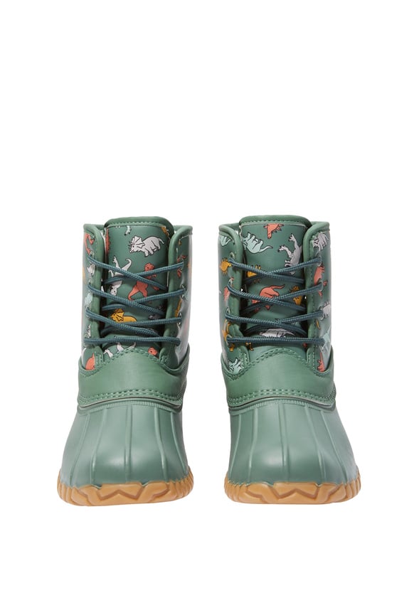 Dino Lace Up Duck Boot Green