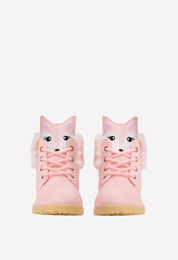 Fur Lined Fox Face Boot Pink