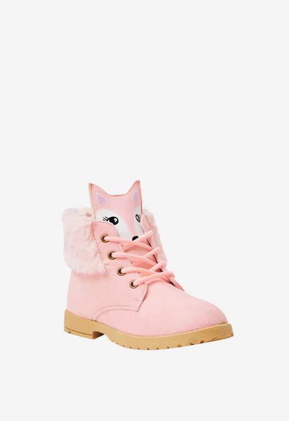 Fur Lined Fox Face Boot Pink