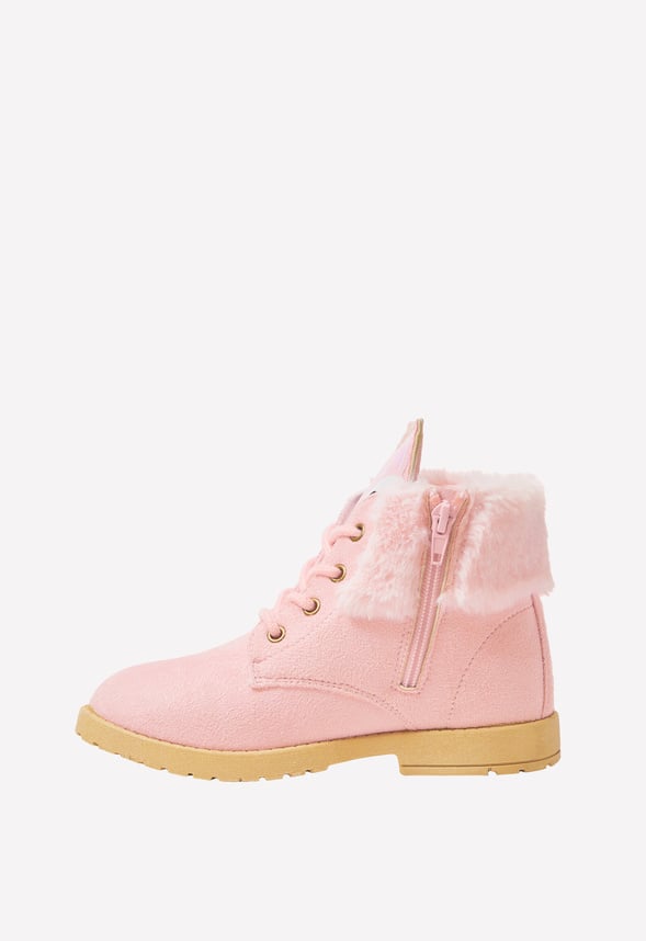 Fur Lined Fox Face Boot Pink
