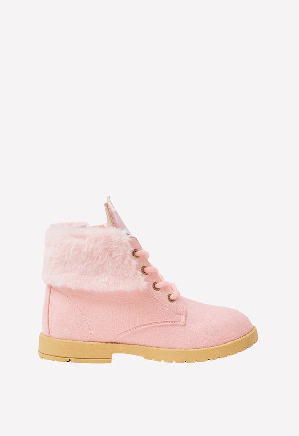 Fur Lined Fox Face Boot Pink