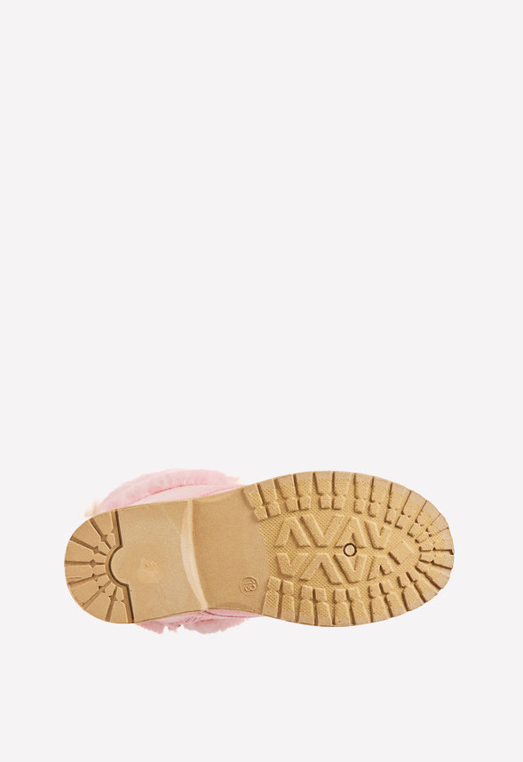 Fur Lined Fox Face Boot Pink