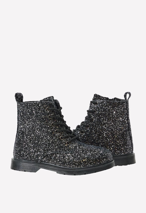 Glitter Lug Sole Boot Black