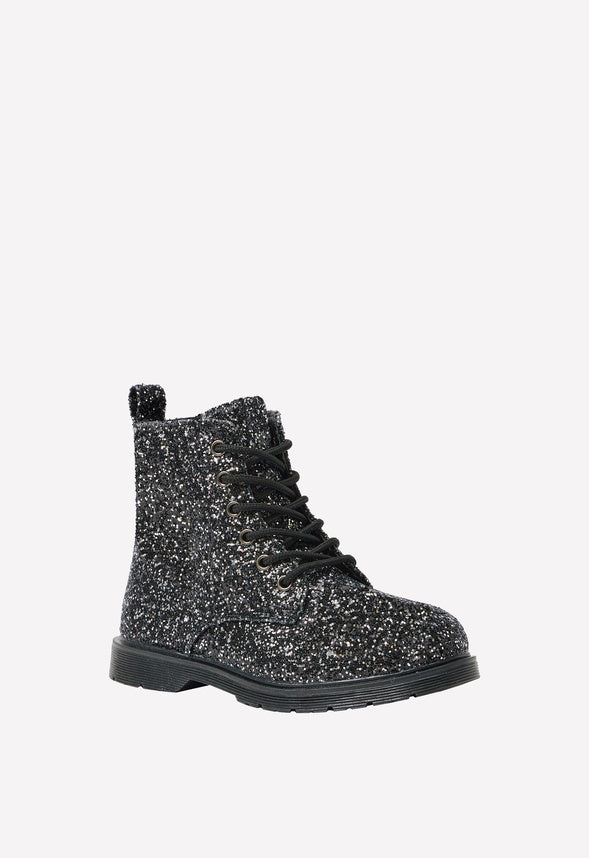 Glitter Lug Sole Boot Black