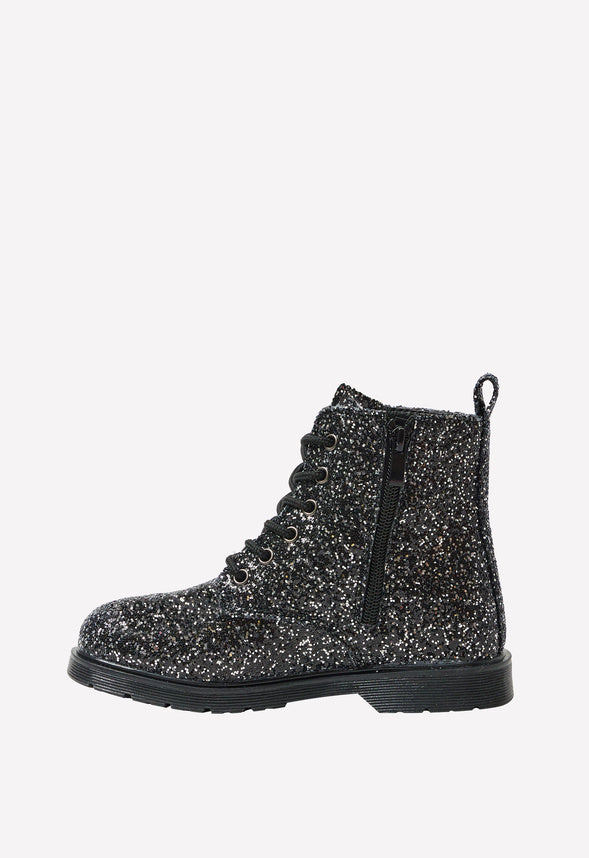 Glitter Lug Sole Boot Black