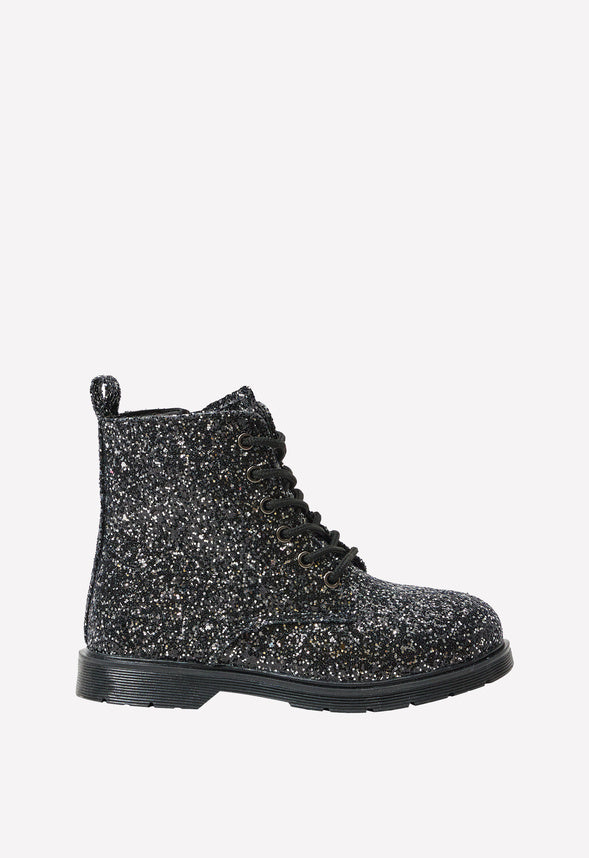 Glitter Lug Sole Boot Black