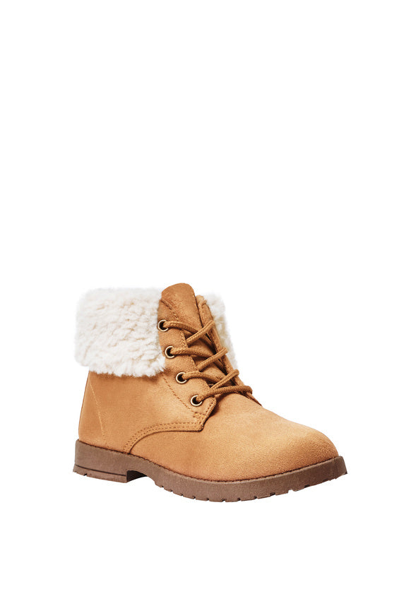 Fur Cuff Lug Sole Boot Tan