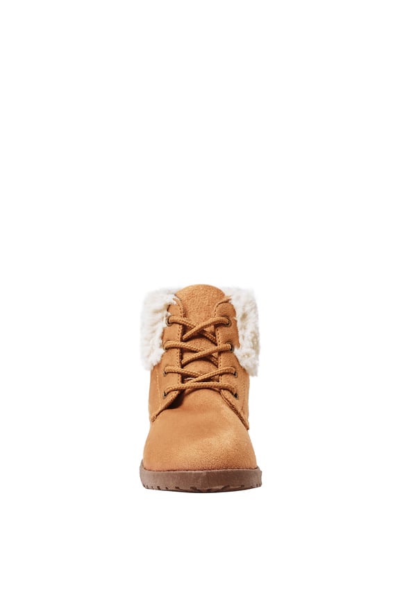 Fur Cuff Lug Sole Boot Tan