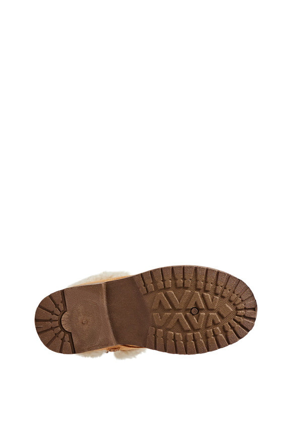Fur Cuff Lug Sole Boot Tan