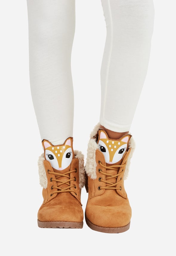Fur Lined Deer Face Boot Tan