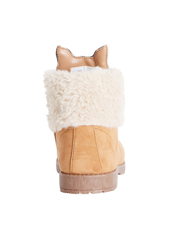 Fur Lined Deer Face Boot Tan