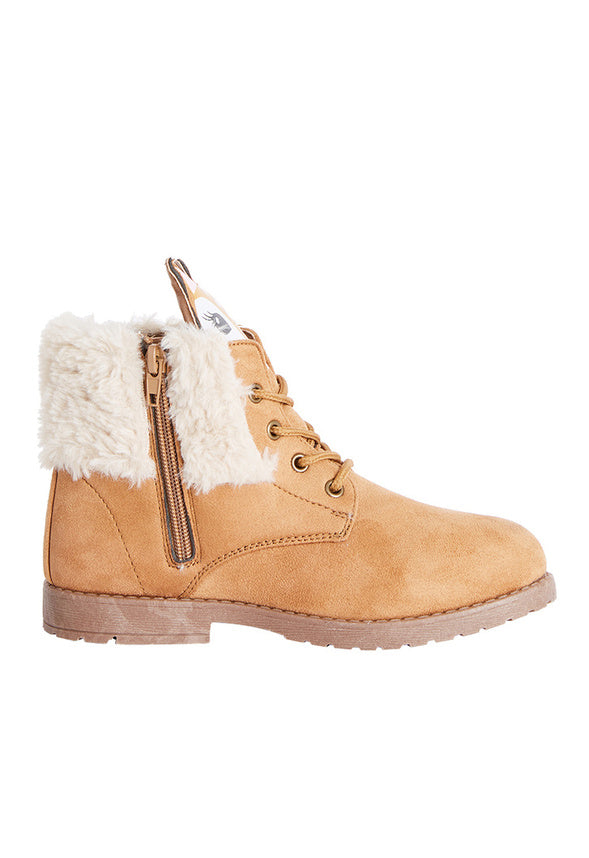 Fur Lined Deer Face Boot Tan