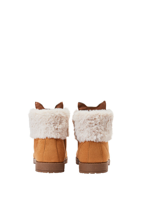 Fur Lined Deer Face Boot Tan