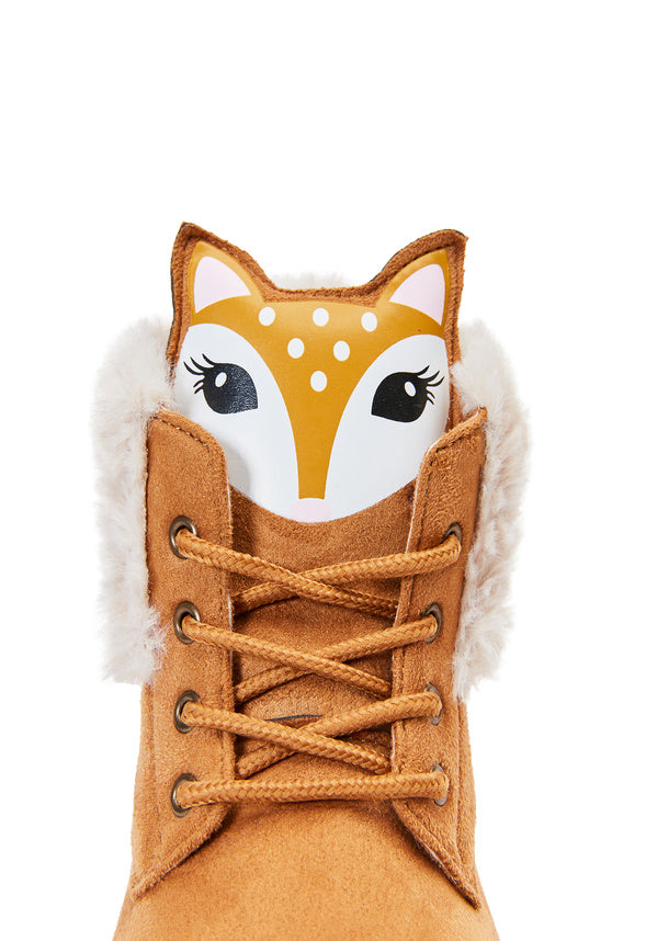 Fur Lined Deer Face Boot Tan
