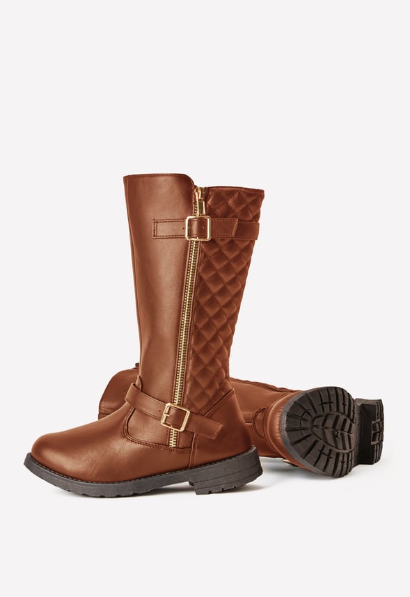 Quilted Tall Moto Boot Brown