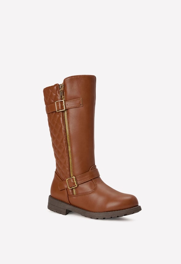 Quilted Tall Moto Boot Brown