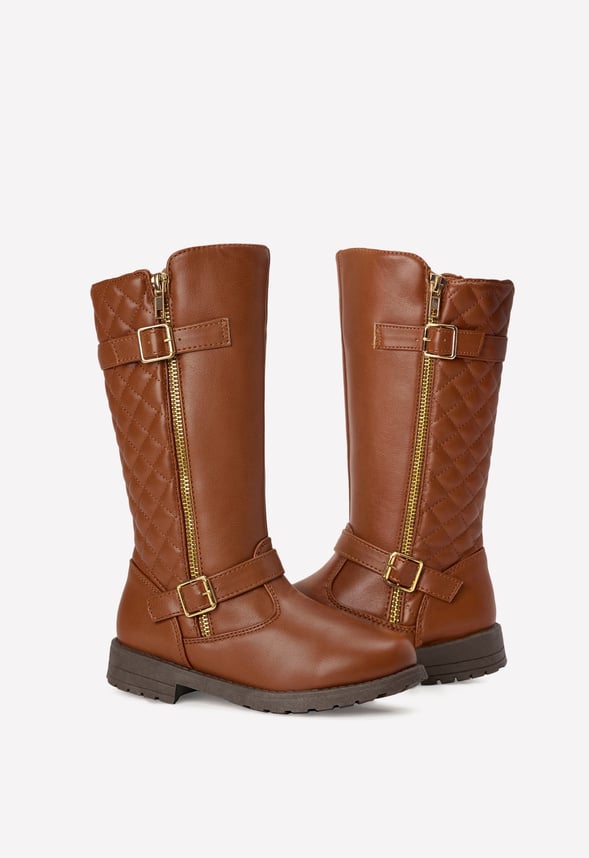 Quilted Tall Moto Boot Brown