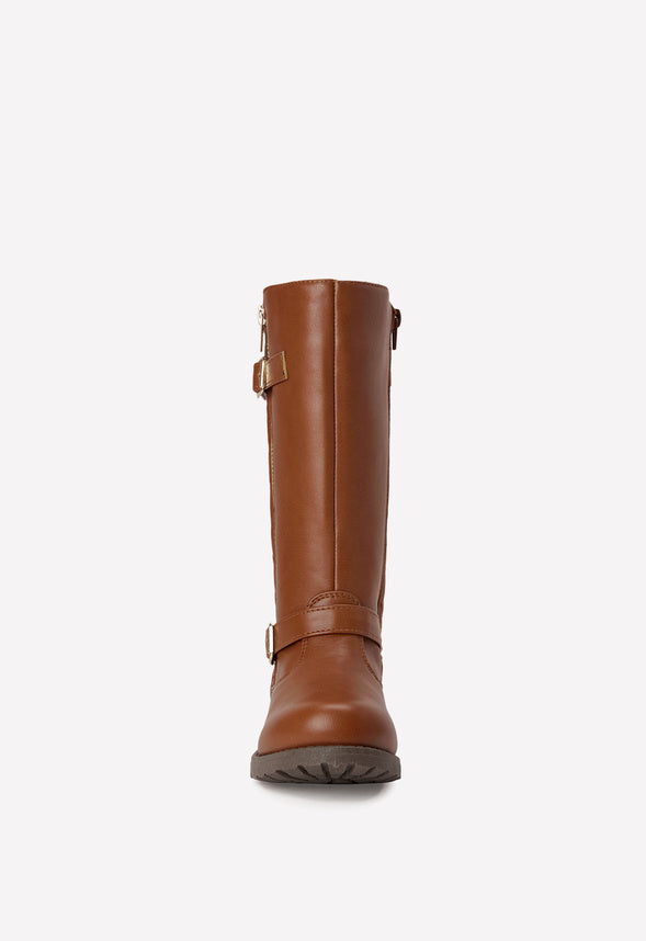 Quilted Tall Moto Boot Brown