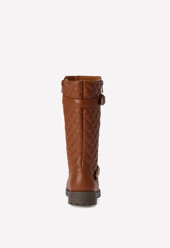 Quilted Tall Moto Boot Brown