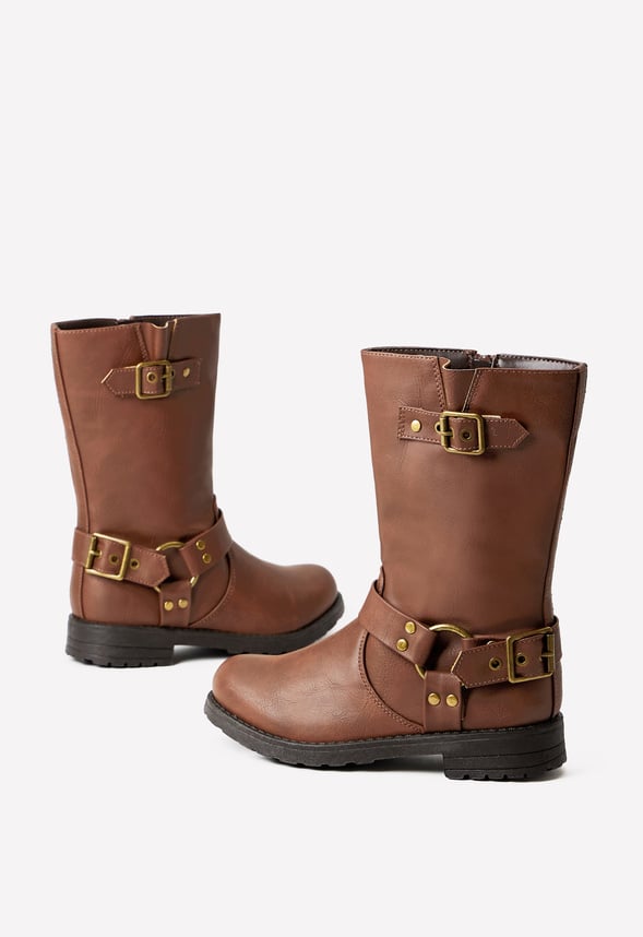 Harness Buckle Moto Boot Brown