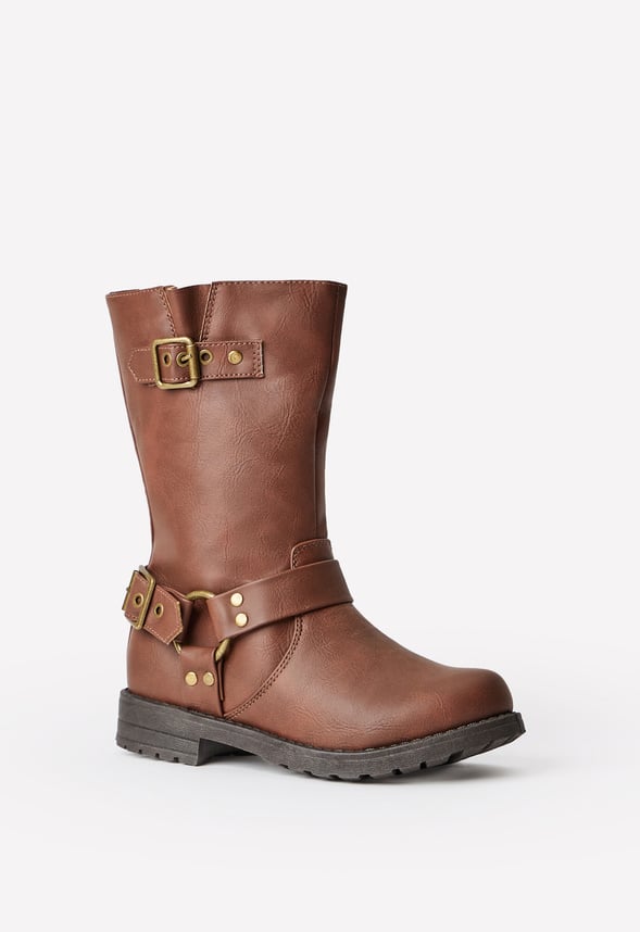 Harness Buckle Moto Boot Brown