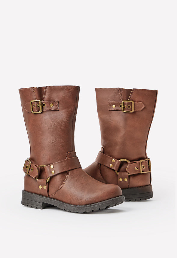Harness Buckle Moto Boot Brown