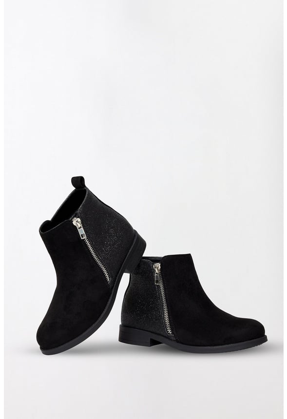 Side Zip Glitter Back Bootie Black