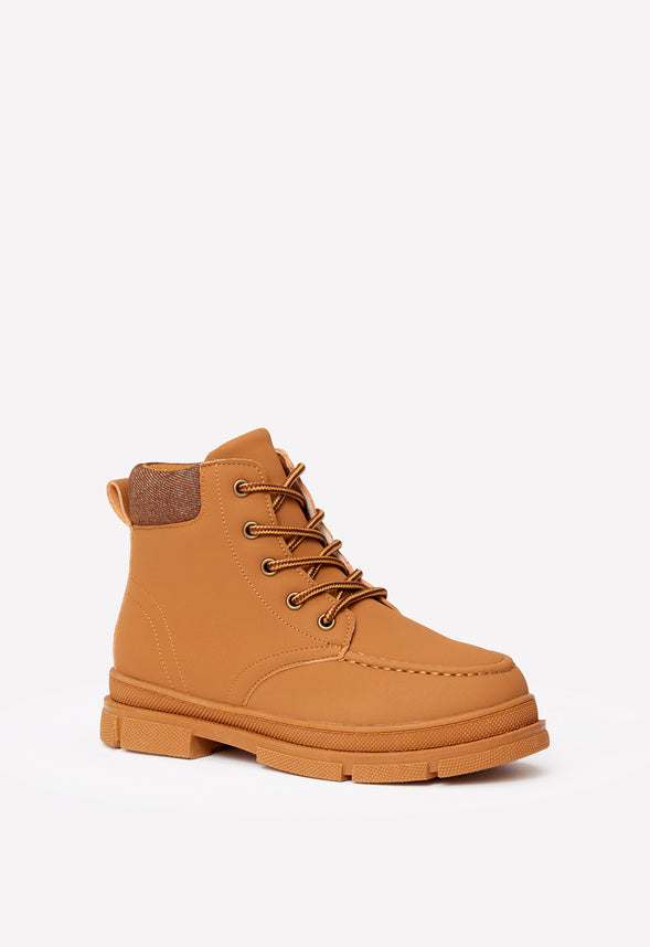 Cuff Lace Up Boot Brown
