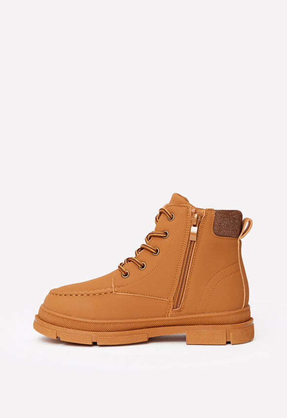 Cuff Lace Up Boot Brown