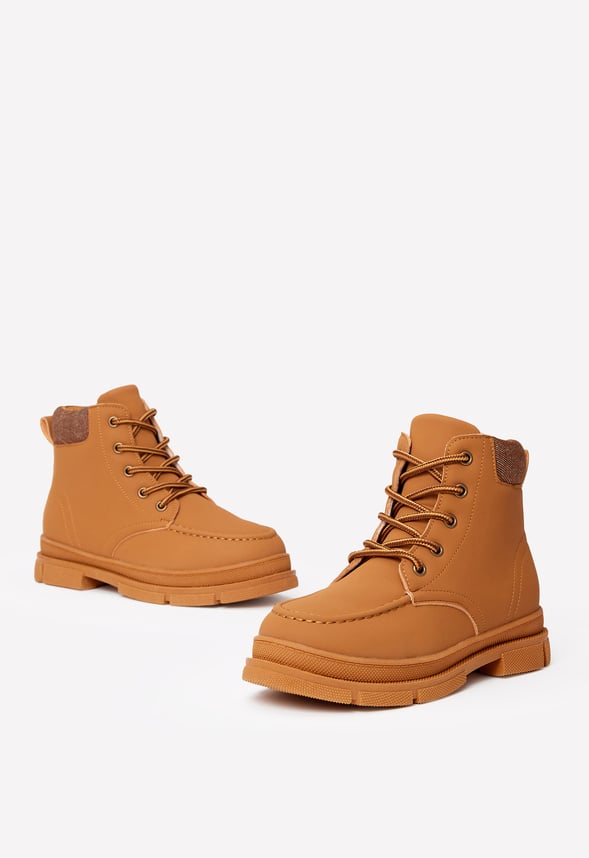 Cuff Lace Up Boot Brown