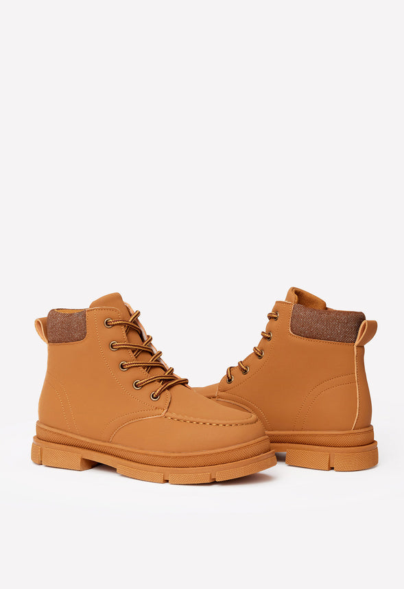 Cuff Lace Up Boot Brown