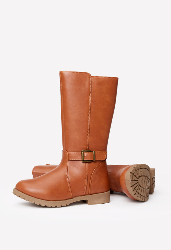 Classic Buckle Riding Boot Brown