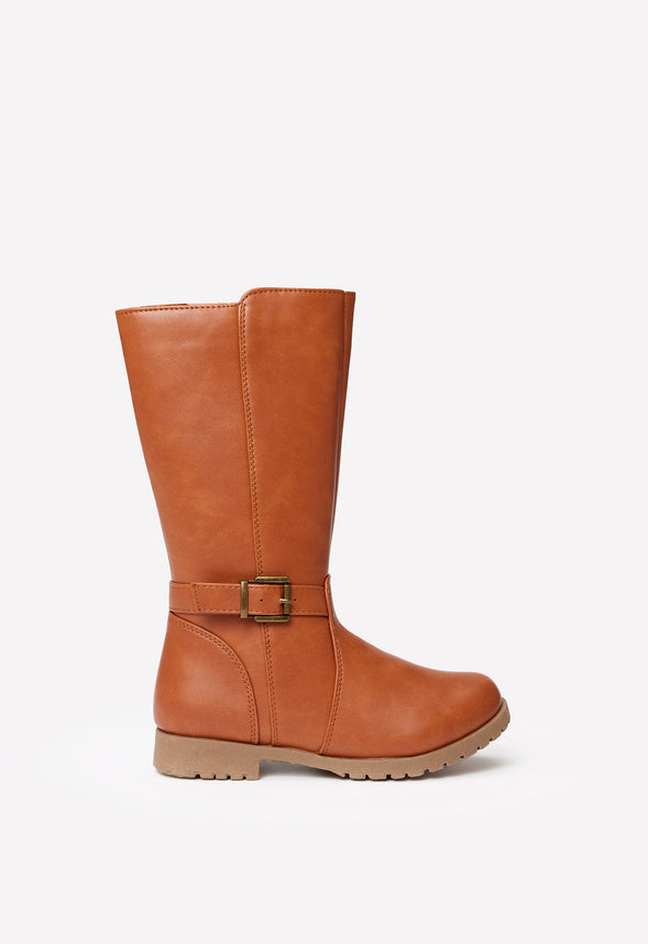 Classic Buckle Riding Boot Brown