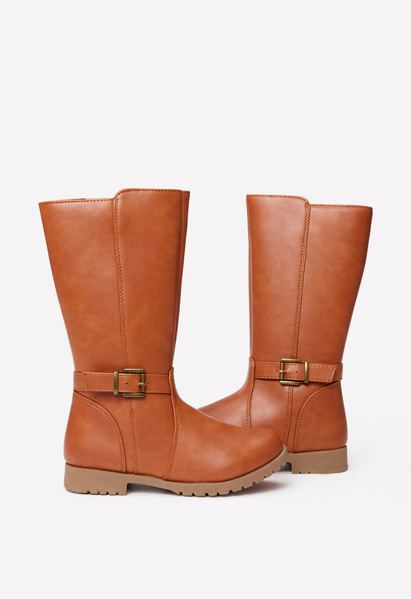 Classic Buckle Riding Boot Brown