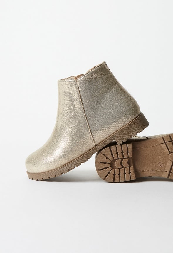 Metallic Tulip Side Bootie Tan