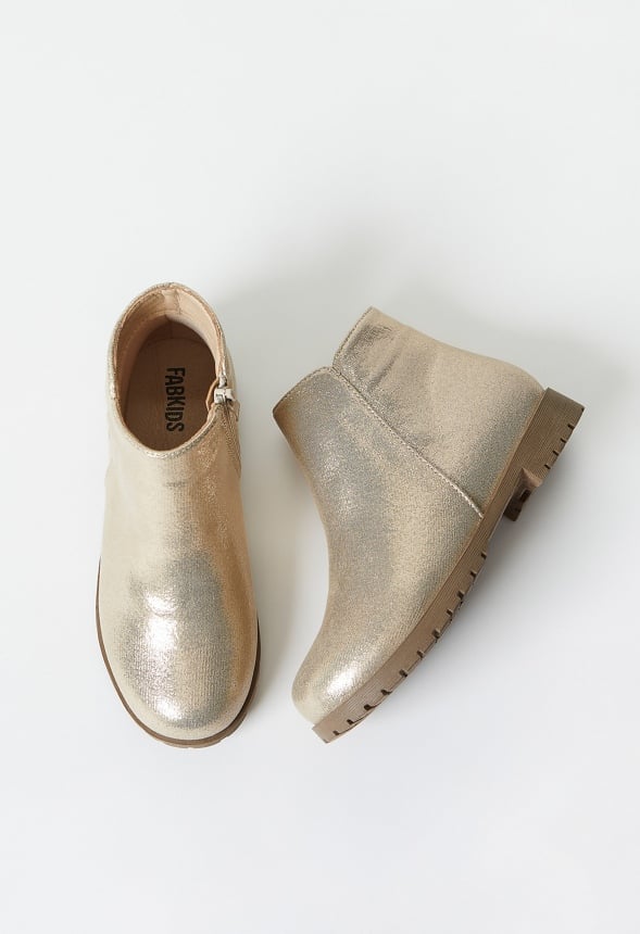 Metallic Tulip Side Bootie Tan