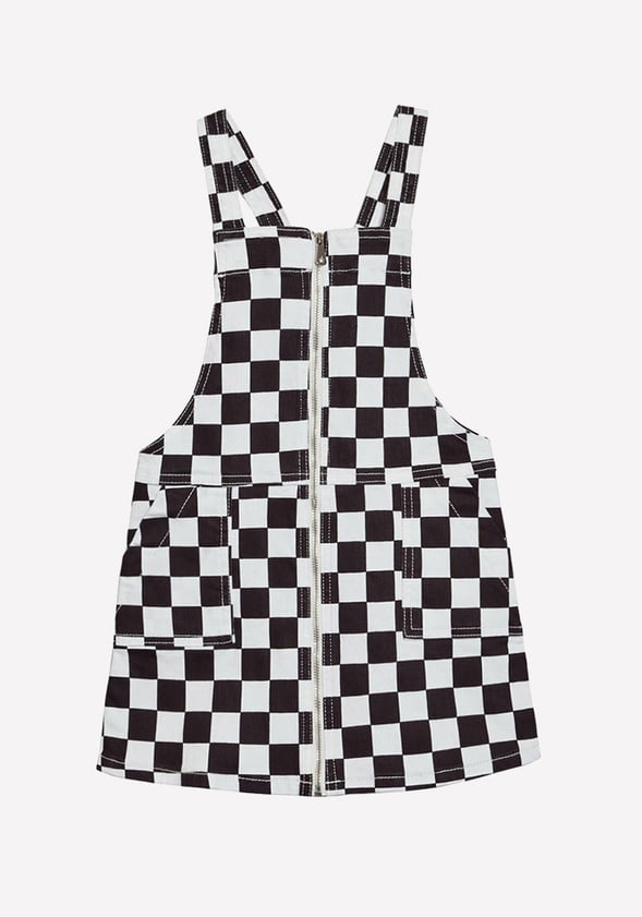 Checkered Skirtall Black