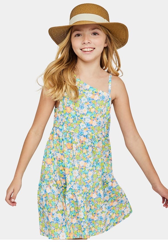 Ditsy Floral One Shoulder Dress Blue Floral