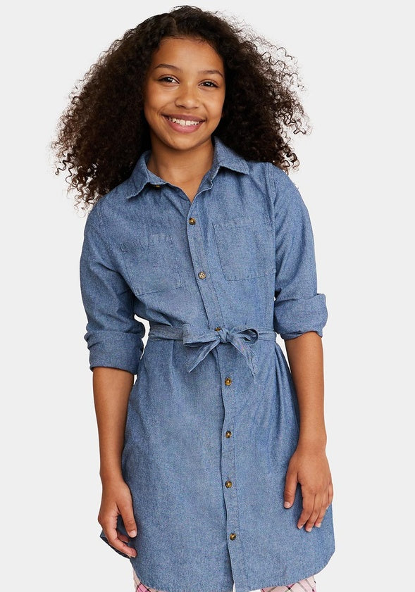 Chambray Shirt Dress Blue