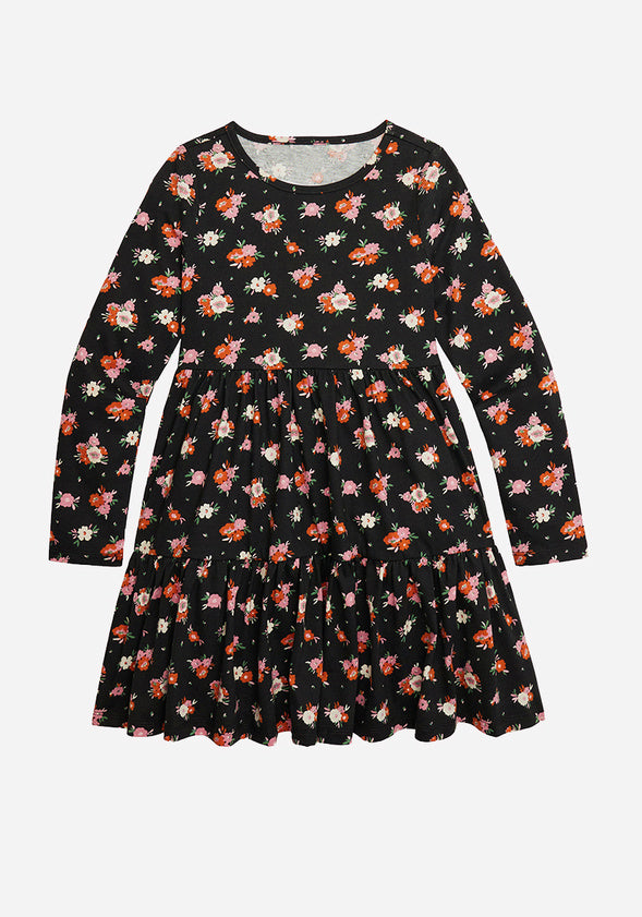 Ditsy Floral Tiered Dress Black Floral