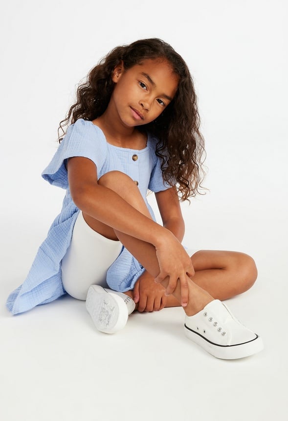 Crinkle Knit Tiered Dress Light Blue