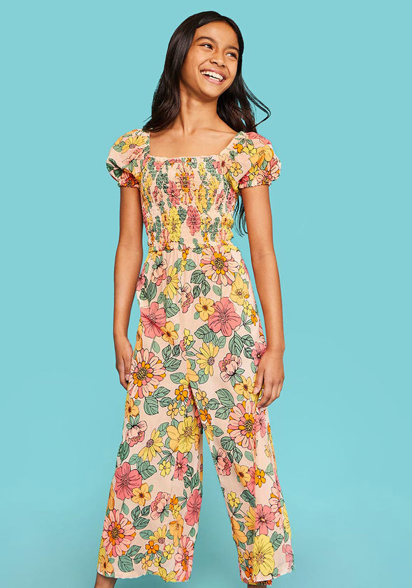 Sunflower Puff Sleeve Jumpsuit Multi Floral