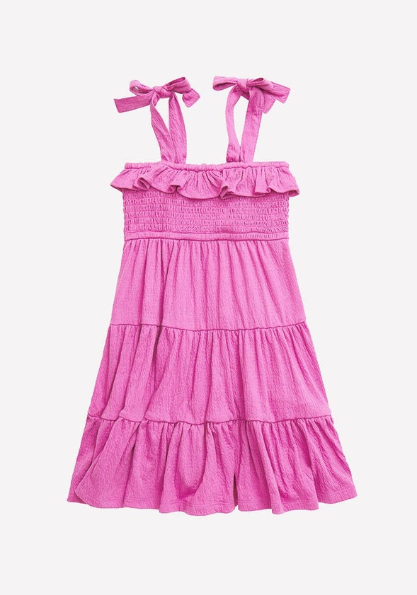 Smocked Ruffle Dress Pink