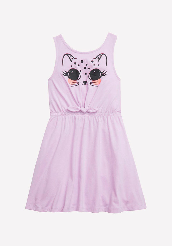 Cat Tie Waist Dress Lavender
