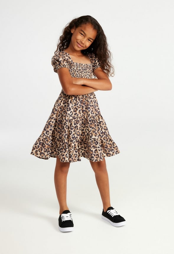 Tiered Smocked Dress Tan