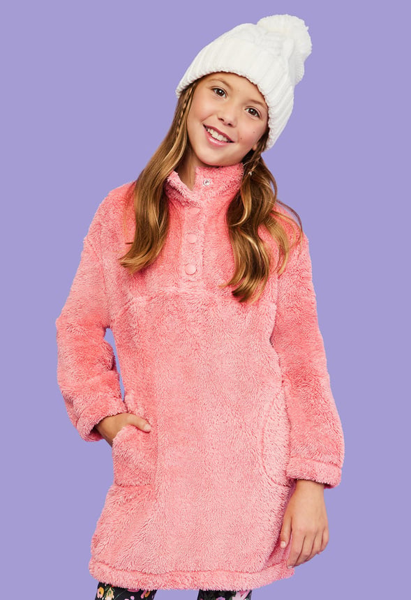 Cozy Mock Neck Dress Pink
